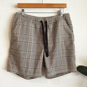 Banks Journal Mens Shorts Size 34X7 Elastic Waist Plaid Classic Preppy Hipster